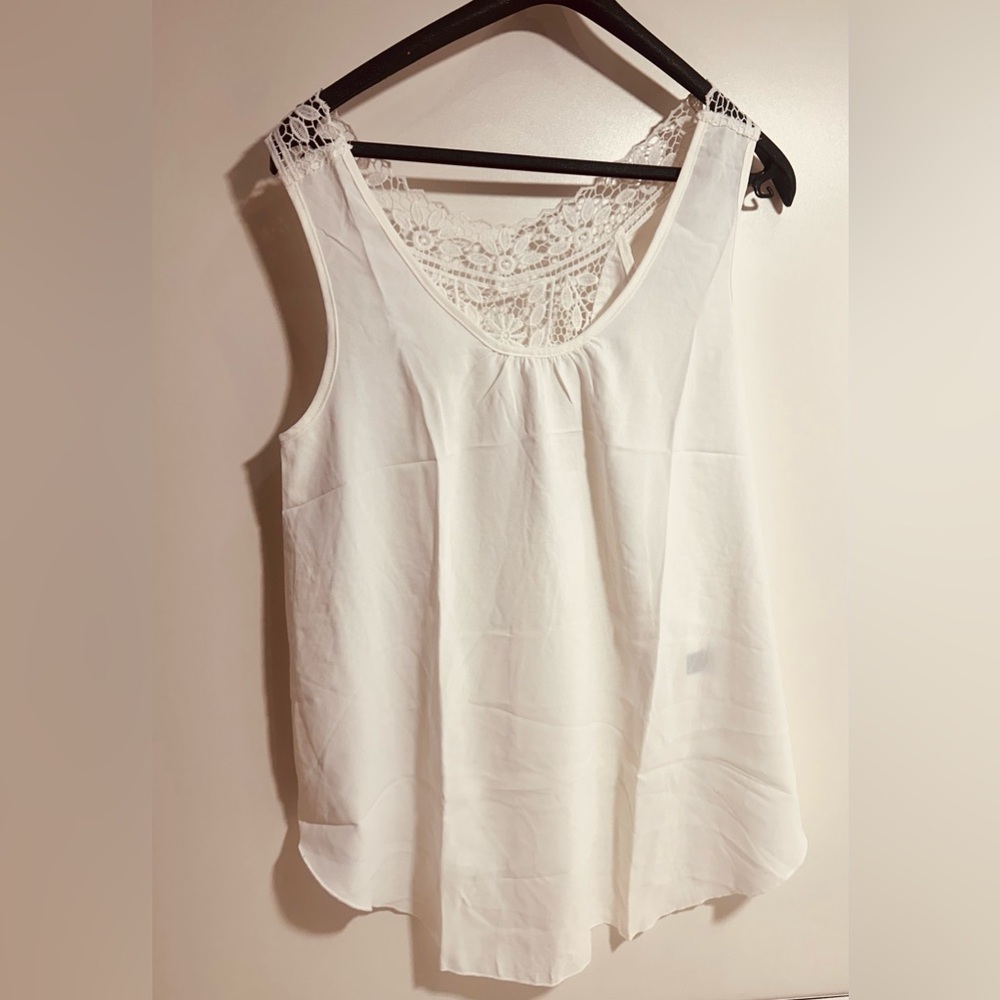 White Tank Round Neck Lacey Back Size M Womens/Teens Shein Brand New